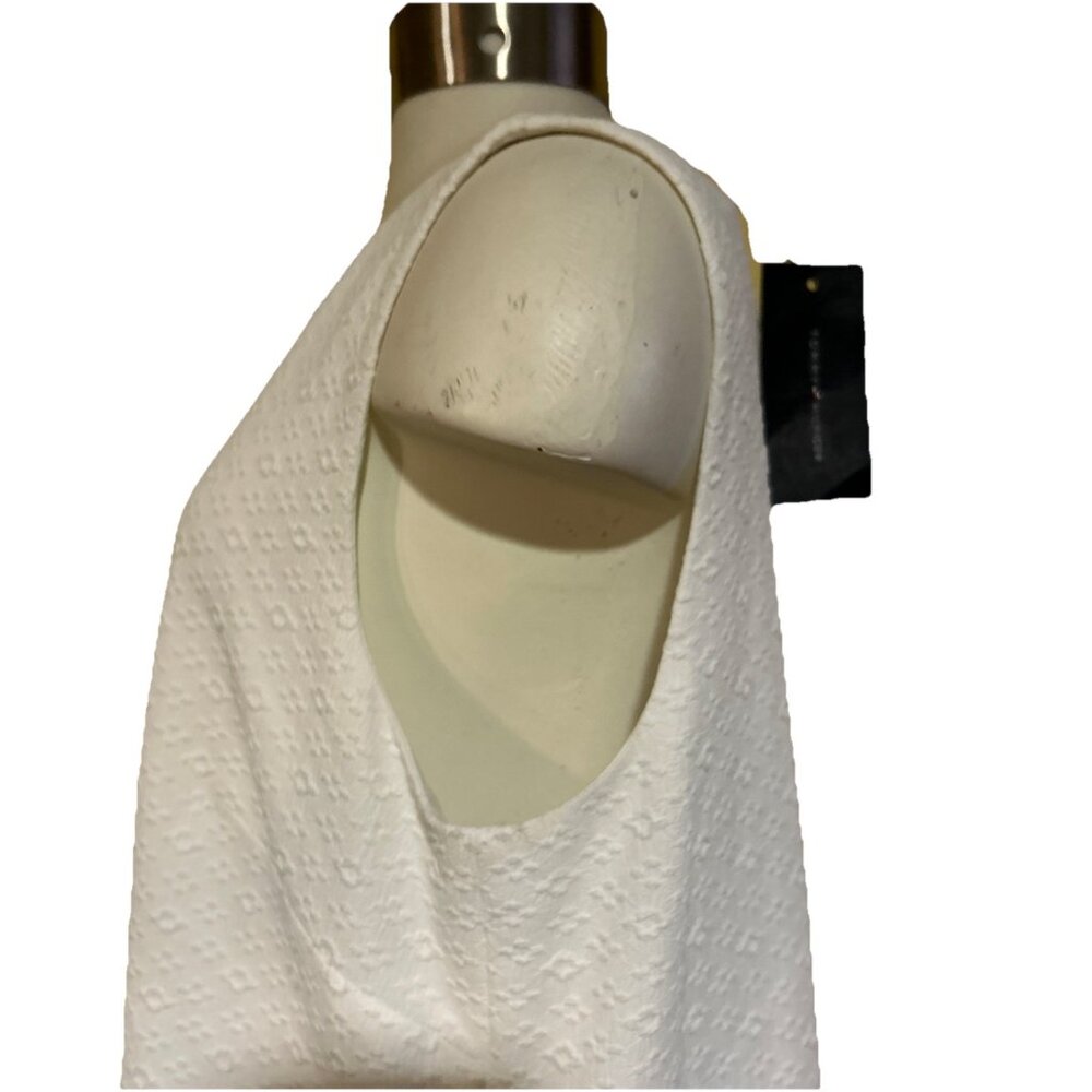 Tommy Hilfiger White Ruffle Fit Flair Sleeveless Shift Dress Biz Classic Prep - Picture 6 of 12